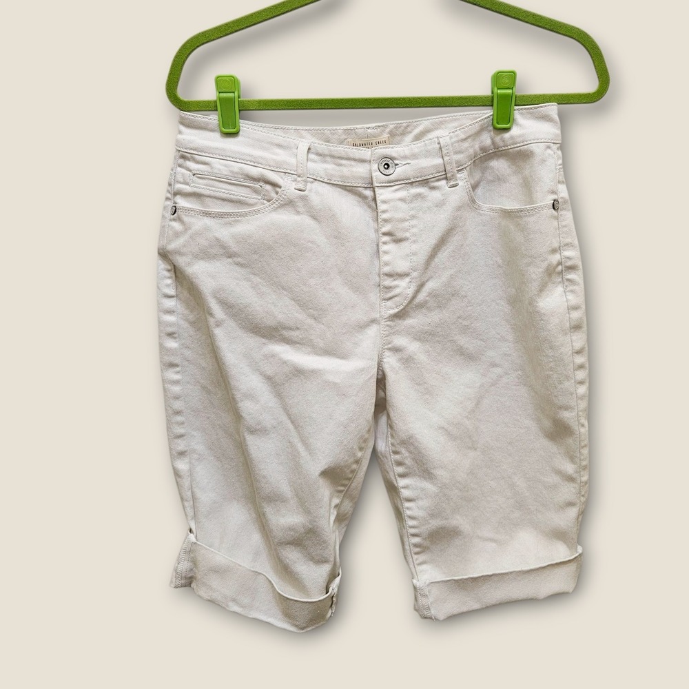 Coldwater Creek Womens‎ White Denim Bermuda Shorts Size 8 Capri Jeans
